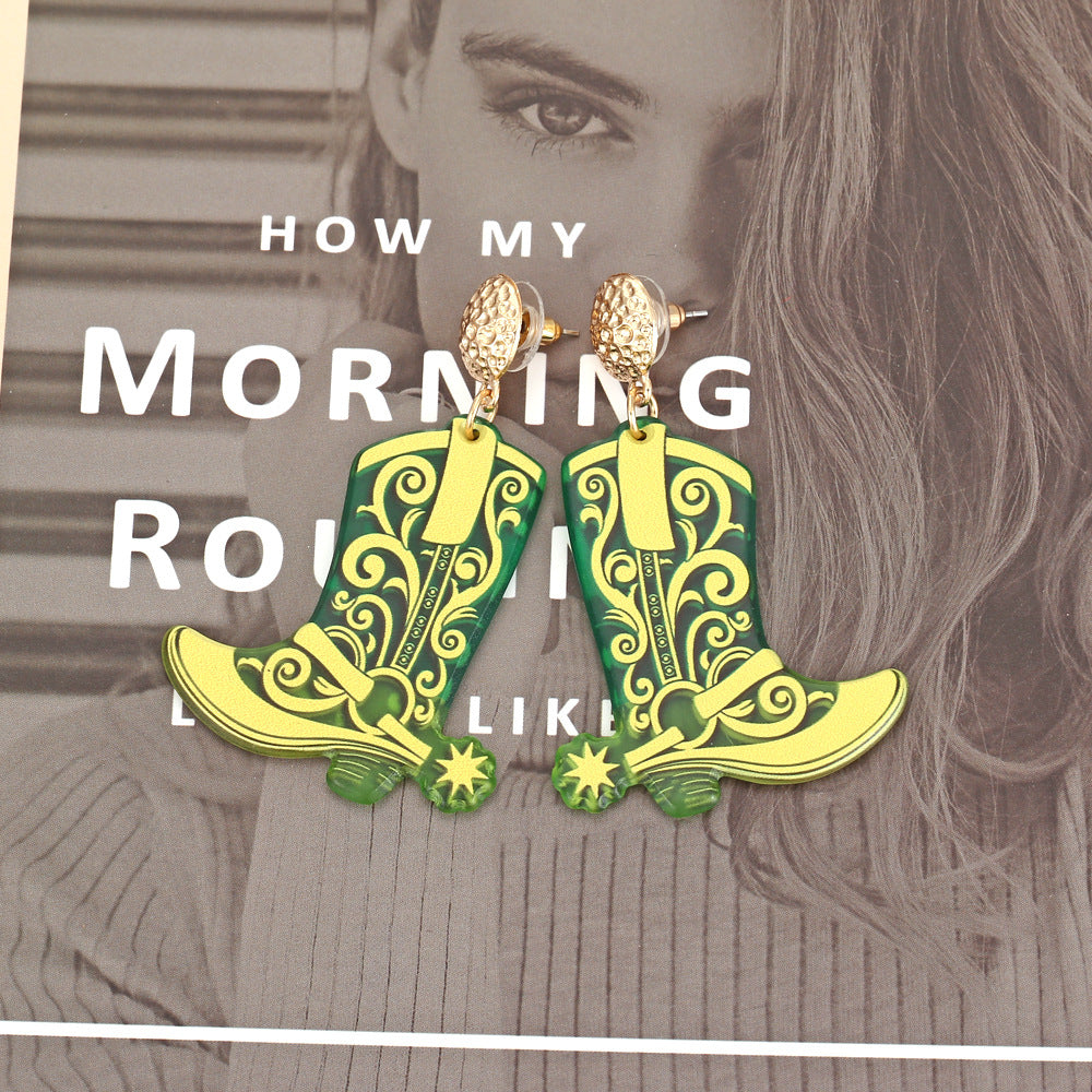 Venta al por mayor Pendientes De Acrílico De Botas Vaqueras Occidentales